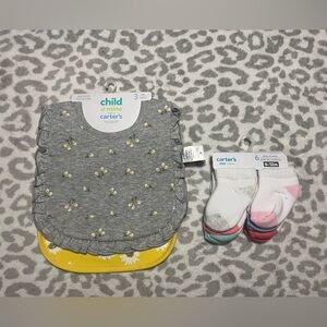 NWT Girls Carters Bib and Sock Bundle
